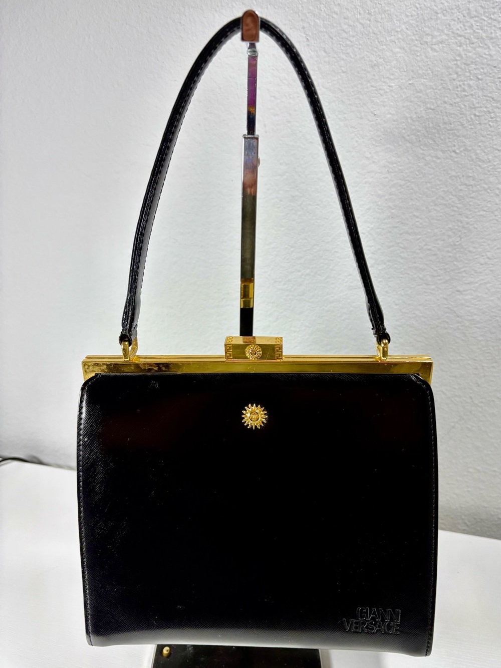 Gianni Versace Saffiano Leather Top Handle Bag